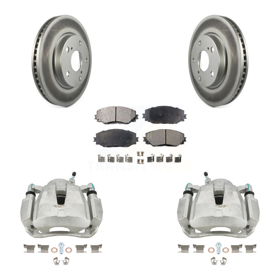 Front Disc Brake Caliper Coated Rotors And Semi-Metallic Pads Kit For Toyota RAV4 LE KCG-100648P