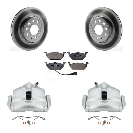Front Disc Brake Caliper Coated Rotors And Ceramic Pads Kit For Volkswagen Jetta KCG-100648T