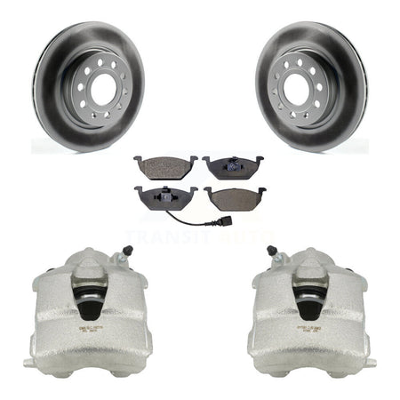 Front Disc Brake Caliper Coated Rotors And Ceramic Pads Kit For Volkswagen Jetta KCG-100649T