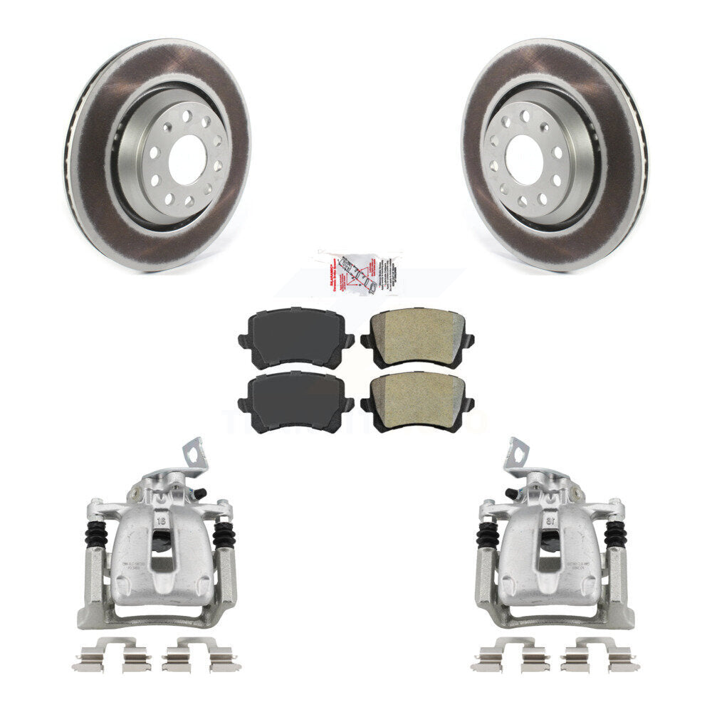 Rear Brake Caliper Coat Rotor & Semi-Metallic Pad Kit For 2009 Volkswagen Passat CC 2.0L KCG-100650N