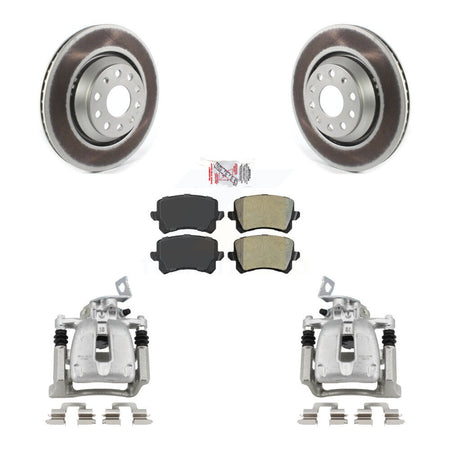 Rear Brake Caliper Coat Rotor & Semi-Metallic Pad Kit For 2009 Volkswagen Passat CC 2.0L KCG-100650N