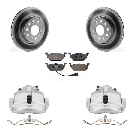 Front Disc Brake Caliper Coated Rotors And Ceramic Pads Kit For Volkswagen Jetta KCG-100650T