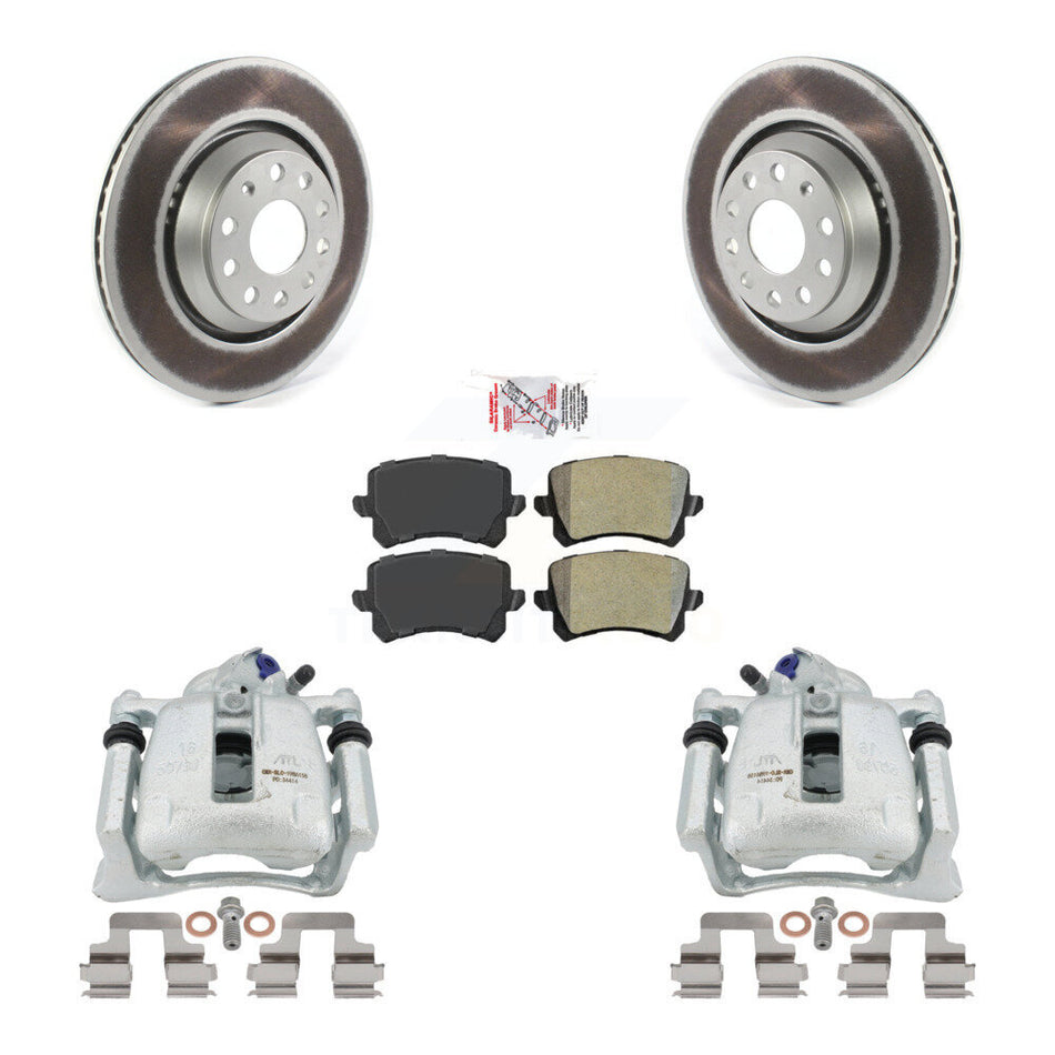 Rear Disc Brake Caliper Coated Rotors And Semi-Metallic Pads Kit For Volkswagen Passat CC KCG-100651N