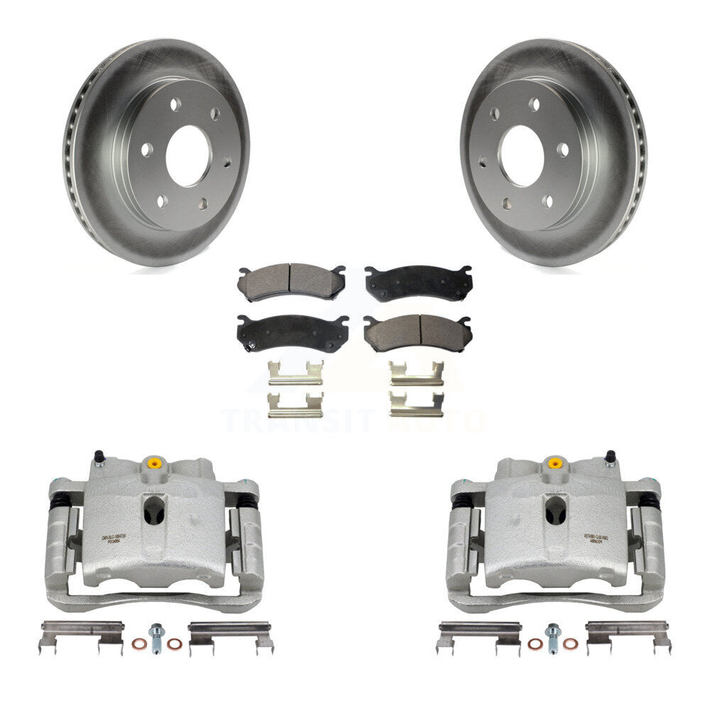 Front Brake Caliper Coat Rotor Semi-Metallic Pad Kit For Chevrolet GMC Silverado 1500 XL KCG-100651P