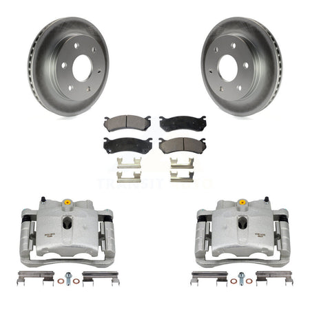 Front Brake Caliper Coat Rotor Semi-Metallic Pad Kit For Chevrolet GMC Silverado 1500 XL KCG-100651P