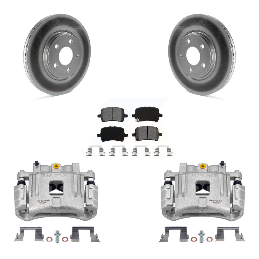 Front Disc Brake Caliper Coated Rotors And Semi-Metallic Pads Kit For Pontiac G6 KCG-100651S