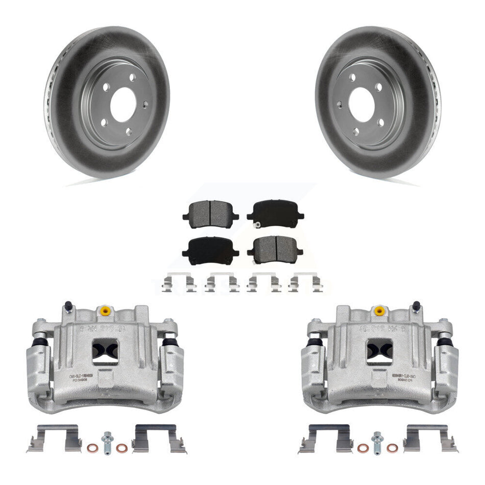 Front Disc Brake Caliper Coated Rotors And Semi-Metallic Pads Kit For Pontiac G6 KCG-100651S
