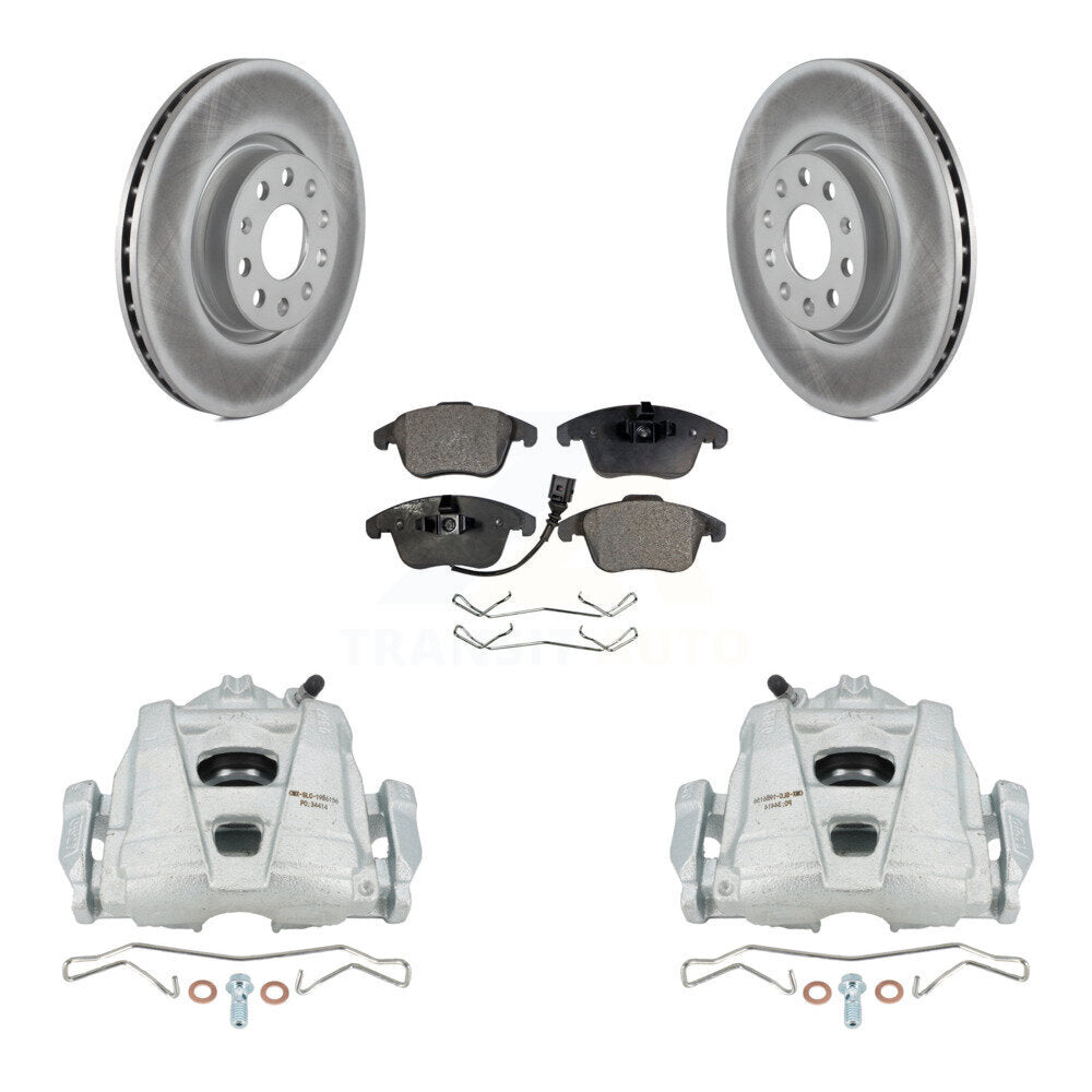 Front Disc Brake Caliper Coat Rotor Ceramic Pad Kit For Volkswagen Tiguan Passat Audi Q3 KCG-100651T