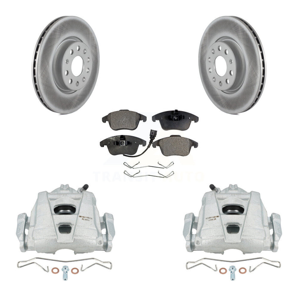 Front Disc Brake Caliper Coat Rotor Ceramic Pad Kit For Volkswagen Tiguan Passat Audi Q3 KCG-100651T