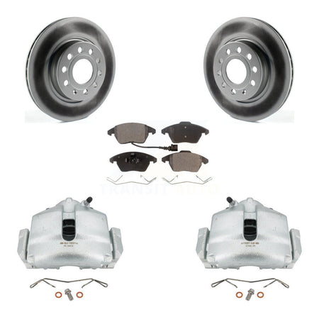 Front Disc Brake Caliper Coat Rotor & Ceramic Pad Kit For Volkswagen GTI Audi A3 Quattro KCG-100652T