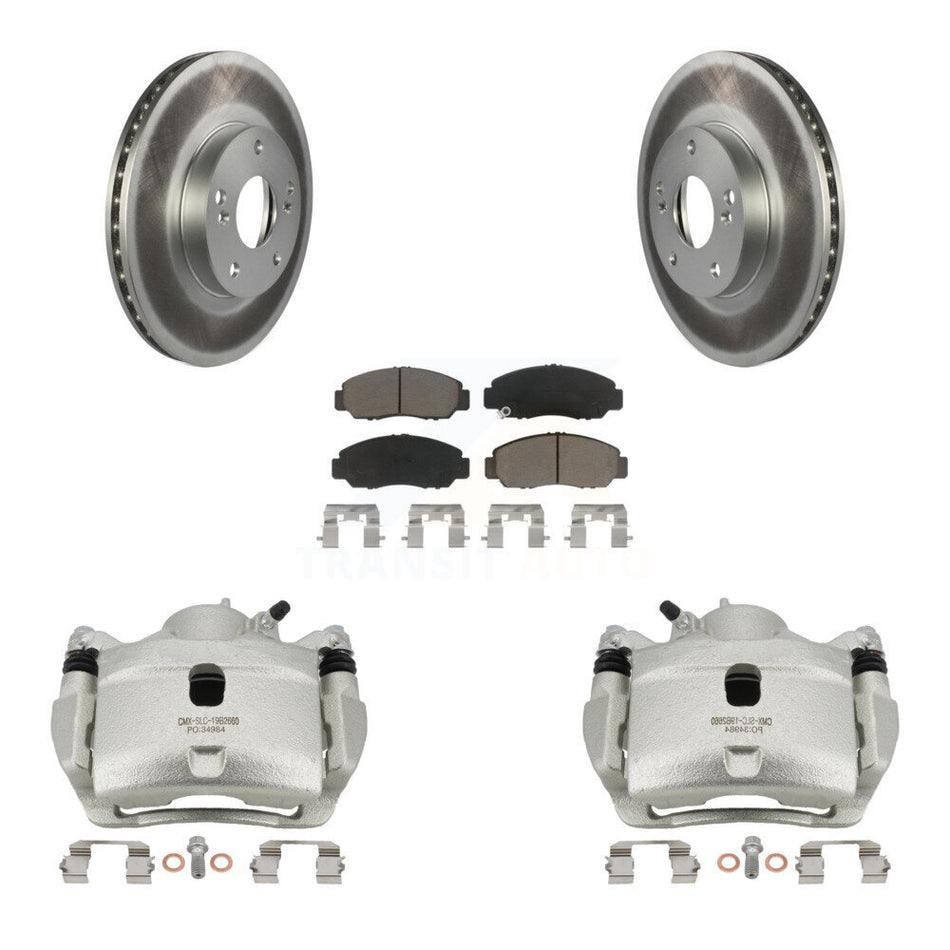 Front Disc Brake Caliper Coated Rotors And Ceramic Pads Kit For 2007 Honda Accord 2.4L KCG-100653C