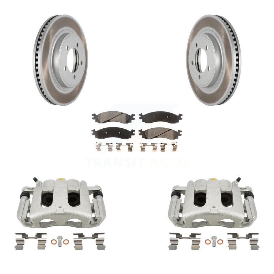 Front Disc Brake Caliper Coat Rotor & Semi-Metallic Pad Kit For Ford Explorer Sport Trac KCG-100653P