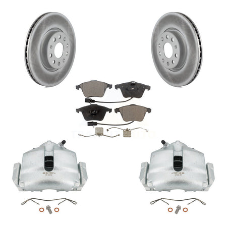 Front Disc Brake Caliper Coated Rotors And Ceramic Pads Kit For 2010 Volkswagen CC 3.6L KCG-100653T