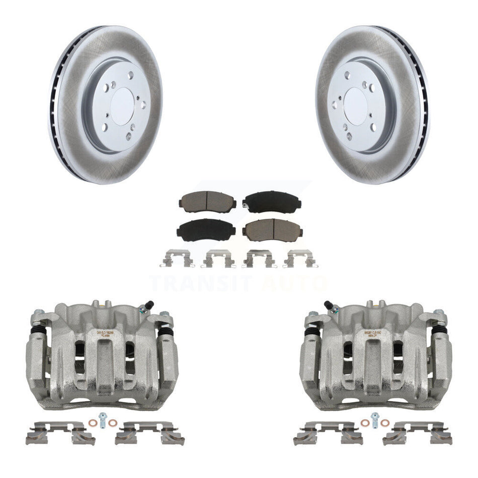Front Disc Brake Caliper Coated Rotors And Ceramic Pads Kit For 2005-2010 Honda Odyssey KCG-100654C