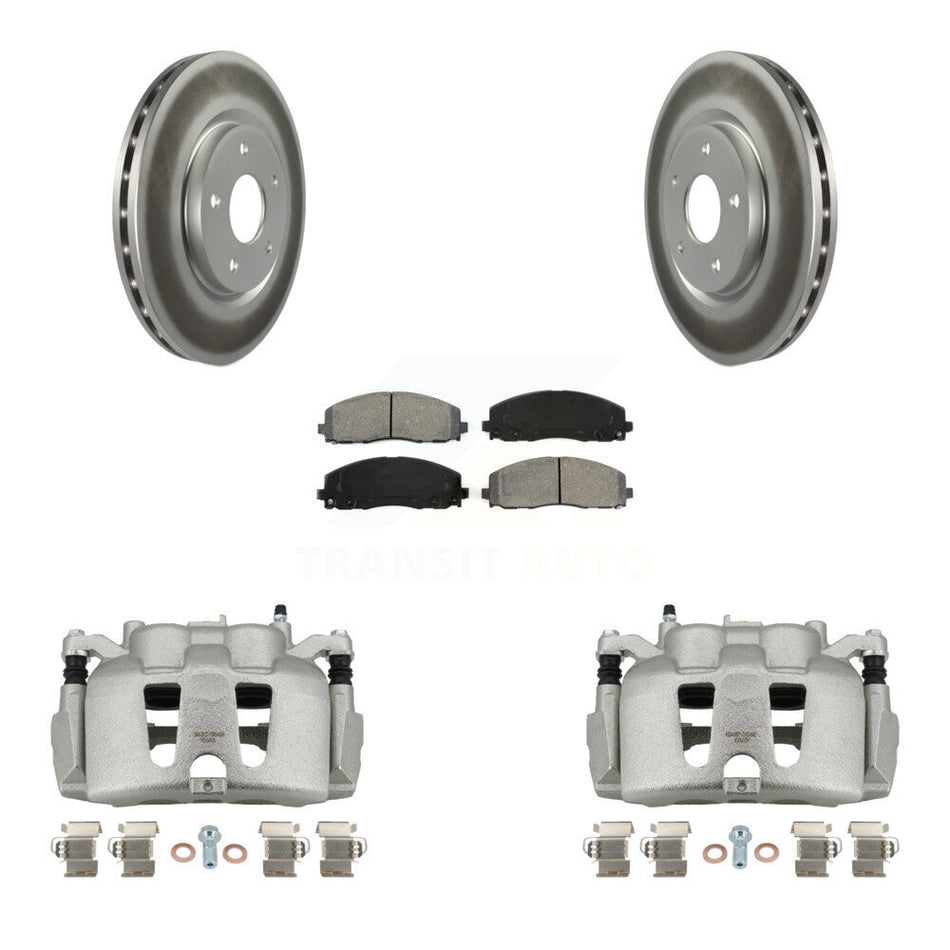 Front Disc Brake Caliper Coat Rotors & Semi-Metallic Pad Kit For 2014-2020 Dodge Journey KCG-100654S