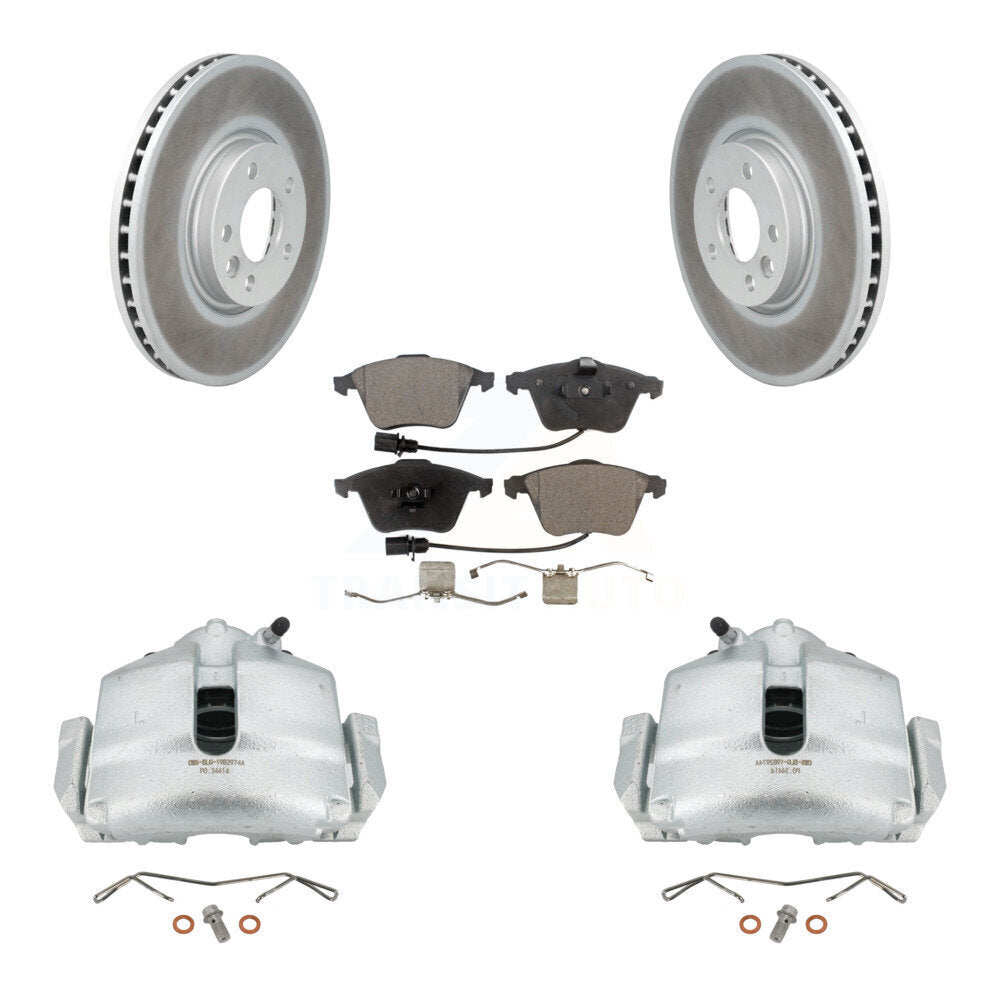 Front Disc Brake Caliper Coated Rotors And Ceramic Pads Kit For 2010 Volkswagen CC 3.6L KCG-100654T