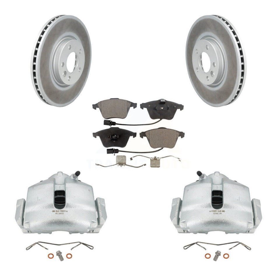 Front Disc Brake Caliper Coated Rotors And Ceramic Pads Kit For 2010 Volkswagen CC 3.6L KCG-100654T