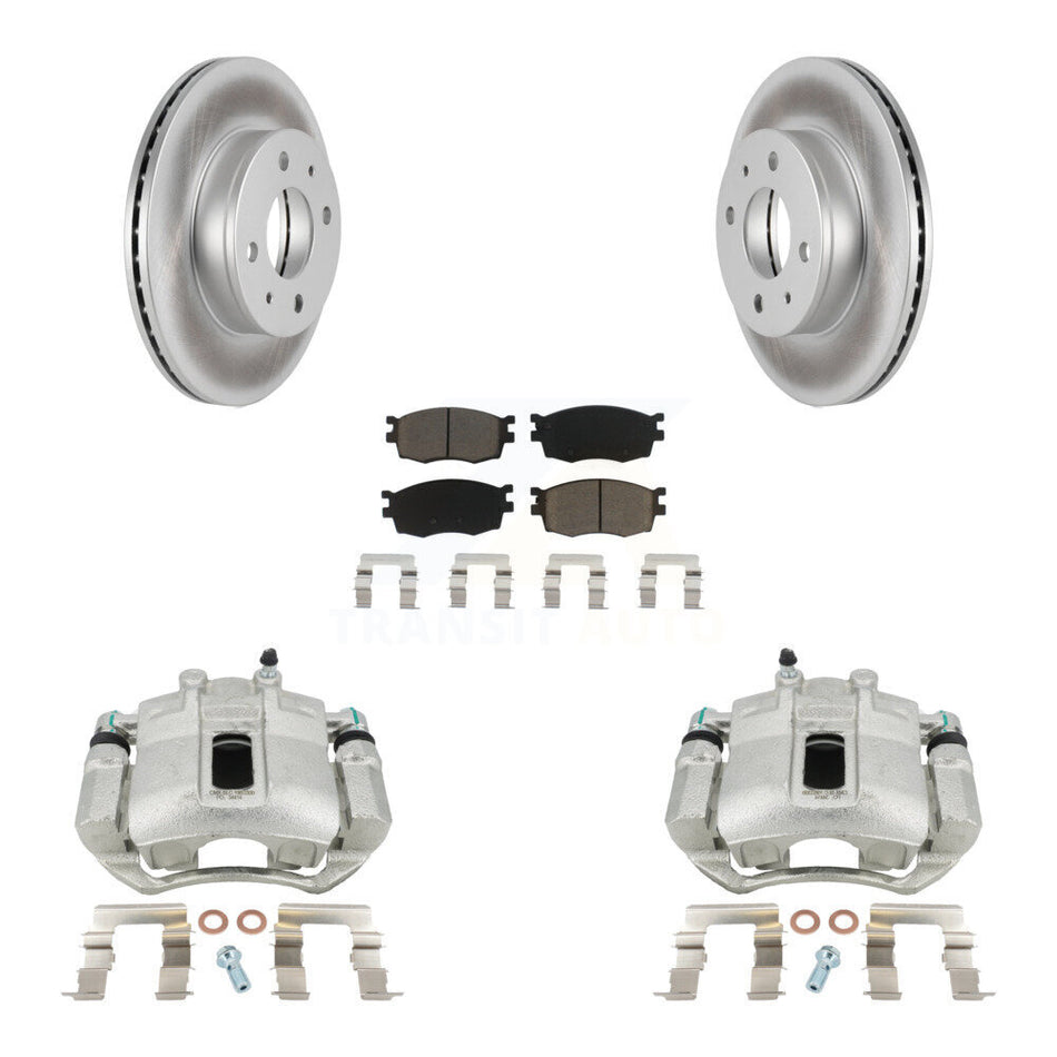 Front Disc Brake Caliper Coat Rotors & Ceramic Pad Kit For 2006 Hyundai Accent Hatchback KCG-100655C