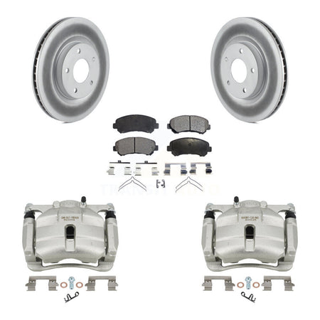 Front Disc Brake Caliper Coated Rotors And Semi-Metallic Pad Kit For Nissan Rogue Select KCG-100655P