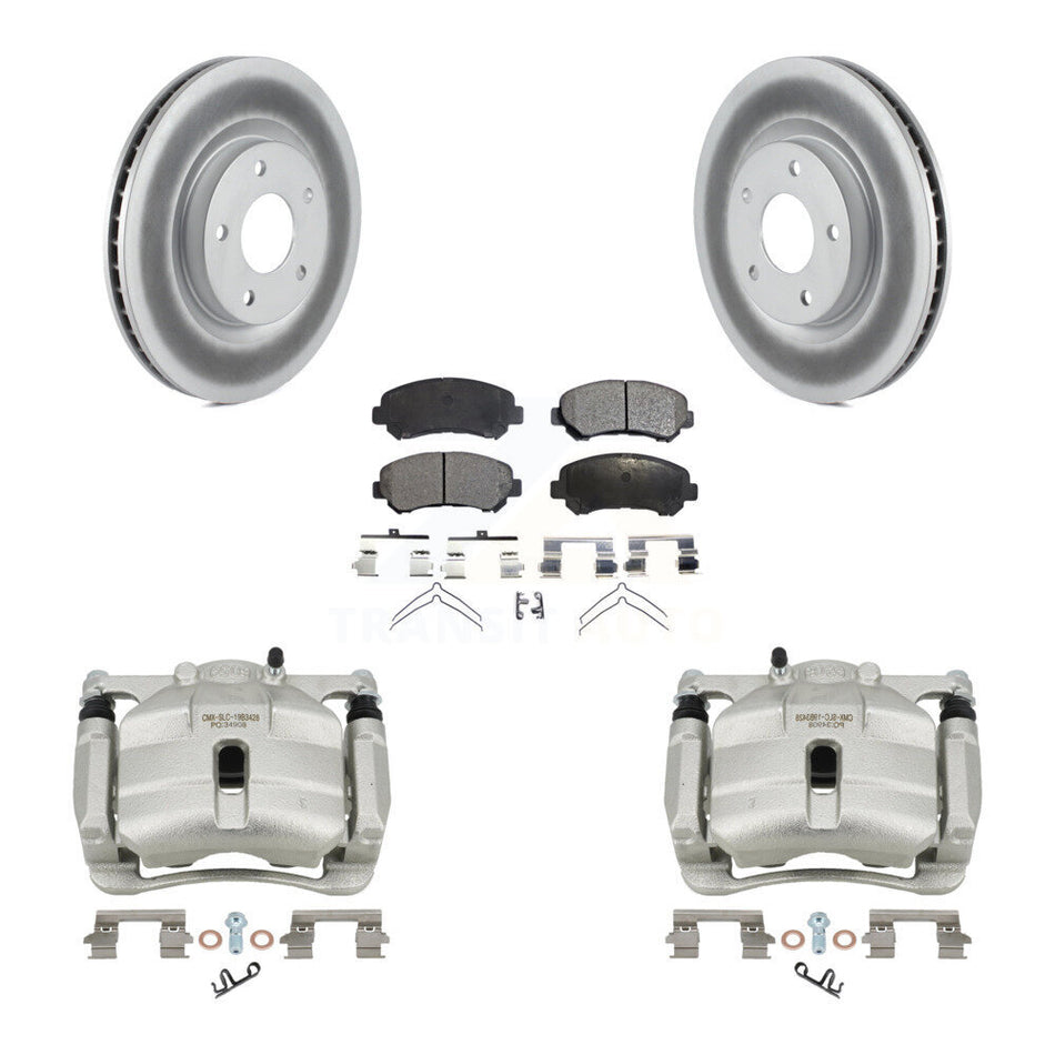 Front Disc Brake Caliper Coated Rotors And Semi-Metallic Pad Kit For Nissan Rogue Select KCG-100655P