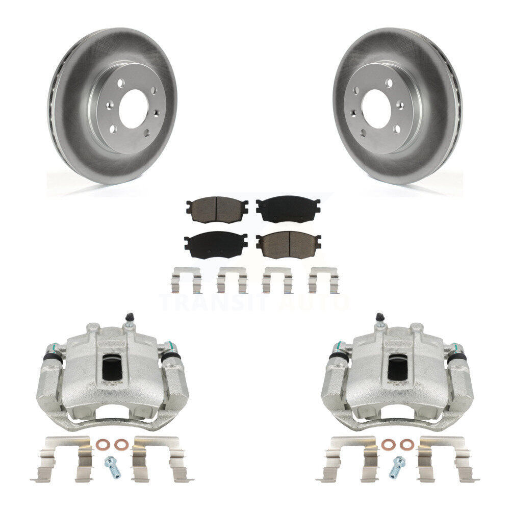 Front Disc Brake Caliper Coat Rotors And Ceramic Pad Kit For Hyundai Accent Kia Rio Rio5 KCG-100656C