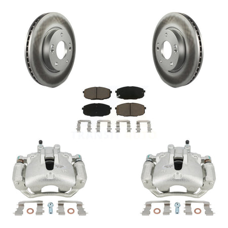 Front Disc Brake Caliper Coated Rotors And Ceramic Pads Kit For Hyundai Elantra KCG-100657C