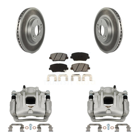 Front Brake Caliper Coat Rotors & Semi-Metallic Pad Kit For Hyundai Santa Fe Kia Sorento KCG-100657S