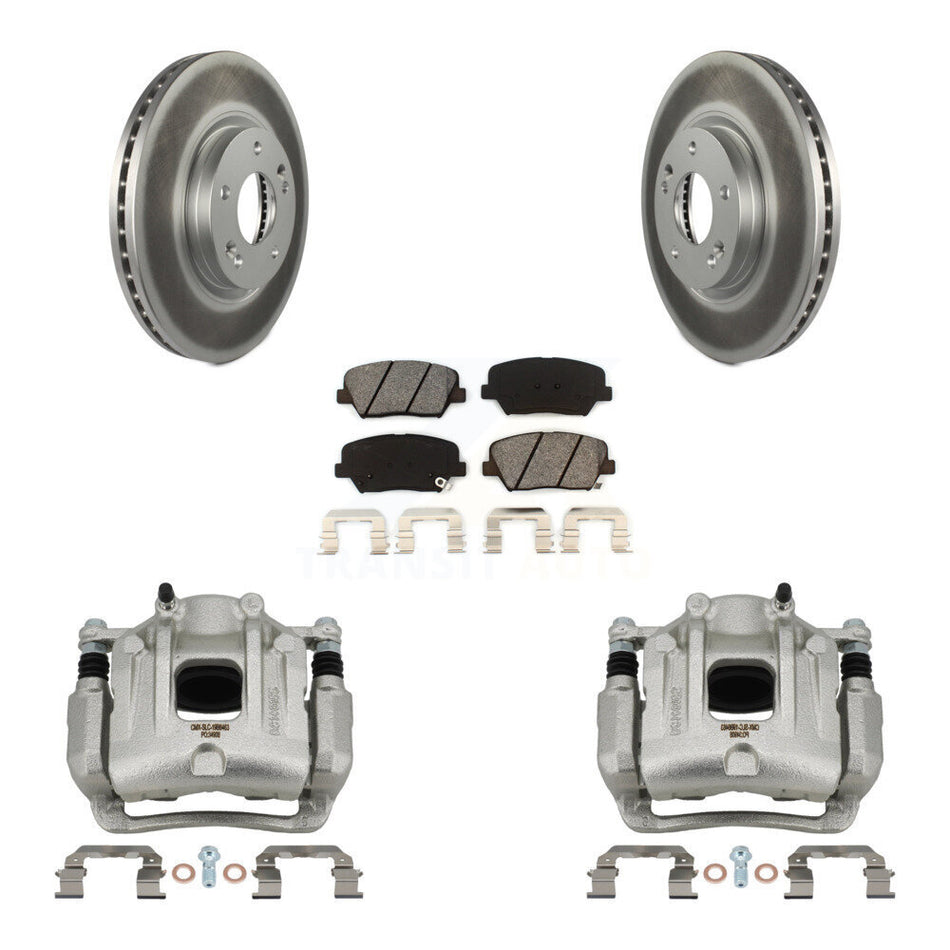 Front Brake Caliper Coat Rotors & Semi-Metallic Pad Kit For Hyundai Santa Fe Kia Sorento KCG-100657S