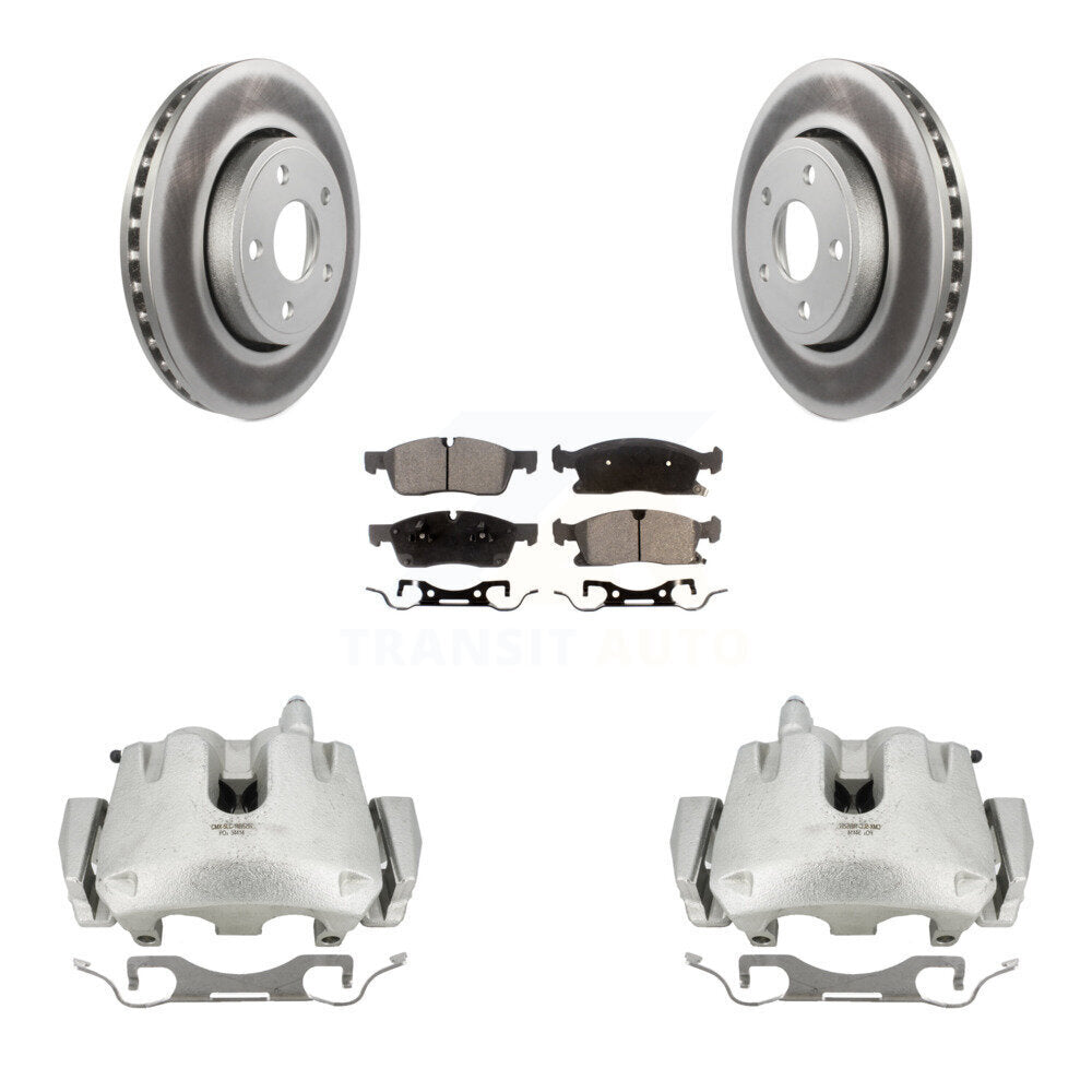 Front Disc Brake Caliper Coat Rotors Semi-Metallic Pad Kit For Jeep Grand Cherokee Dodge KCG-100658P