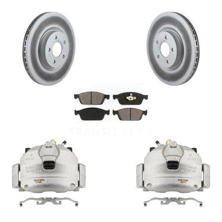 Front Brake Caliper Coat Rotor Semi-Metallic Pad Kit For Ford Escape Transit Connect MKC KCG-100659S