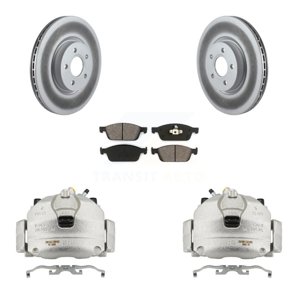 Front Brake Caliper Coat Rotor Semi-Metallic Pad Kit For Ford Escape Transit Connect MKC KCG-100659S
