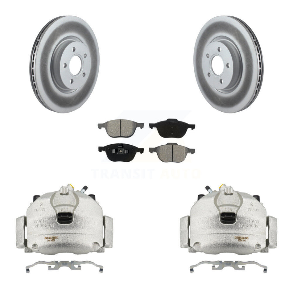 Front Disc Brake Caliper Coated Rotor And Semi-Metallic Pad Kit For Ford Transit Connect KCG-100661S
