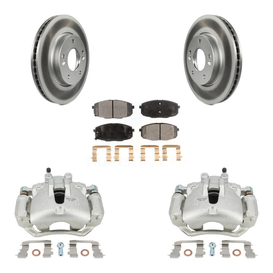 Front Disc Brake Caliper Coat Rotor Semi-Metallic Pad Kit For Kia Forte Koup Forte5 2.0L KCG-100662P
