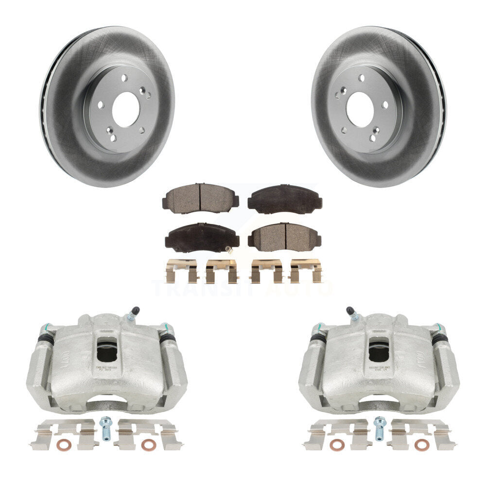 Front Disc Brake Caliper Coated Rotors And Ceramic Pads Kit For Honda Accord KCG-100662T
