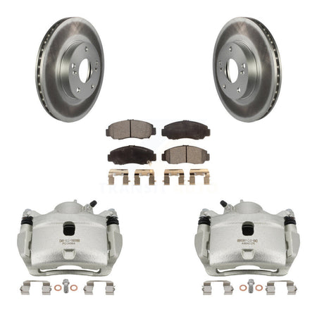 Front Disc Brake Caliper Coated Rotors And Ceramic Pads Kit For 2007 Honda Accord 2.4L KCG-100664T
