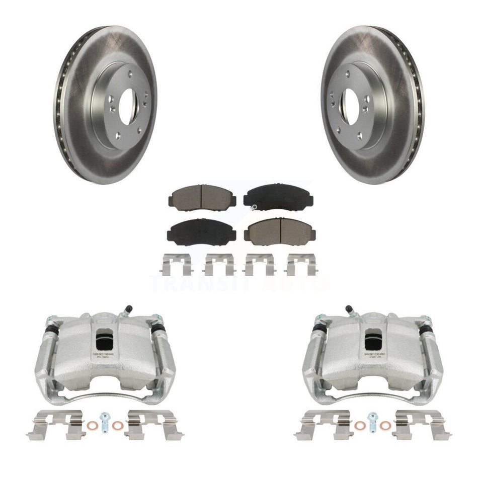 Front Disc Brake Caliper Coated Rotors And Ceramic Pads Kit For Honda Civic Acura CSX KCG-100665C