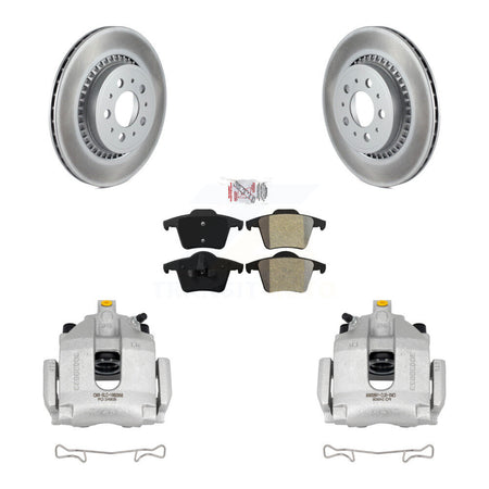 Rear Disc Brake Caliper Coated Rotors And Semi-Metallic Pad Kit For 2003-2014 Volvo XC90 KCG-100665N