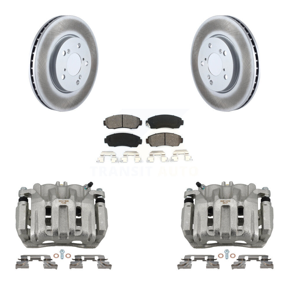 Front Disc Brake Caliper Coat Rotors & Semi-Metallic Pad Kit For 2005-2010 Honda Odyssey KCG-100665S