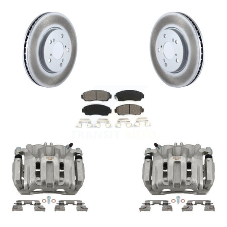 Front Disc Brake Caliper Coat Rotors & Semi-Metallic Pad Kit For 2005-2010 Honda Odyssey KCG-100665S
