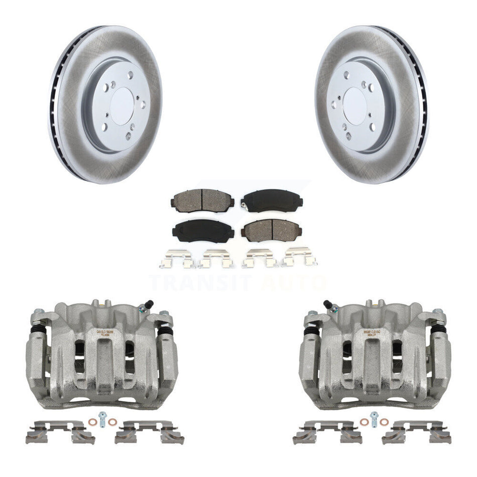 Front Disc Brake Caliper Coat Rotors & Semi-Metallic Pad Kit For 2005-2010 Honda Odyssey KCG-100665S