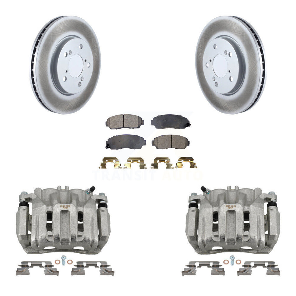 Front Disc Brake Caliper Coated Rotors And Ceramic Pads Kit For 2005-2010 Honda Odyssey KCG-100665T
