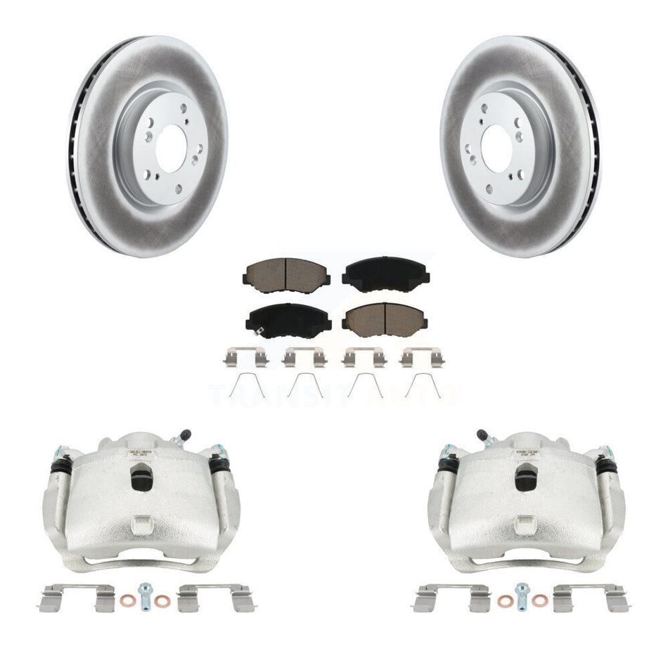 Front Disc Brake Caliper Coated Rotors And Ceramic Pads Kit For Honda Civic Acura ILX KCG-100666C