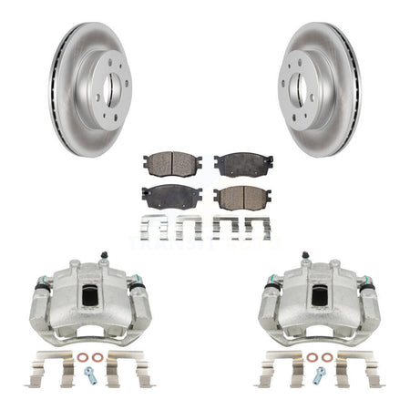 Front Disc Brake Caliper Coat Rotors & Ceramic Pad Kit For 2006 Hyundai Accent Hatchback KCG-100666T