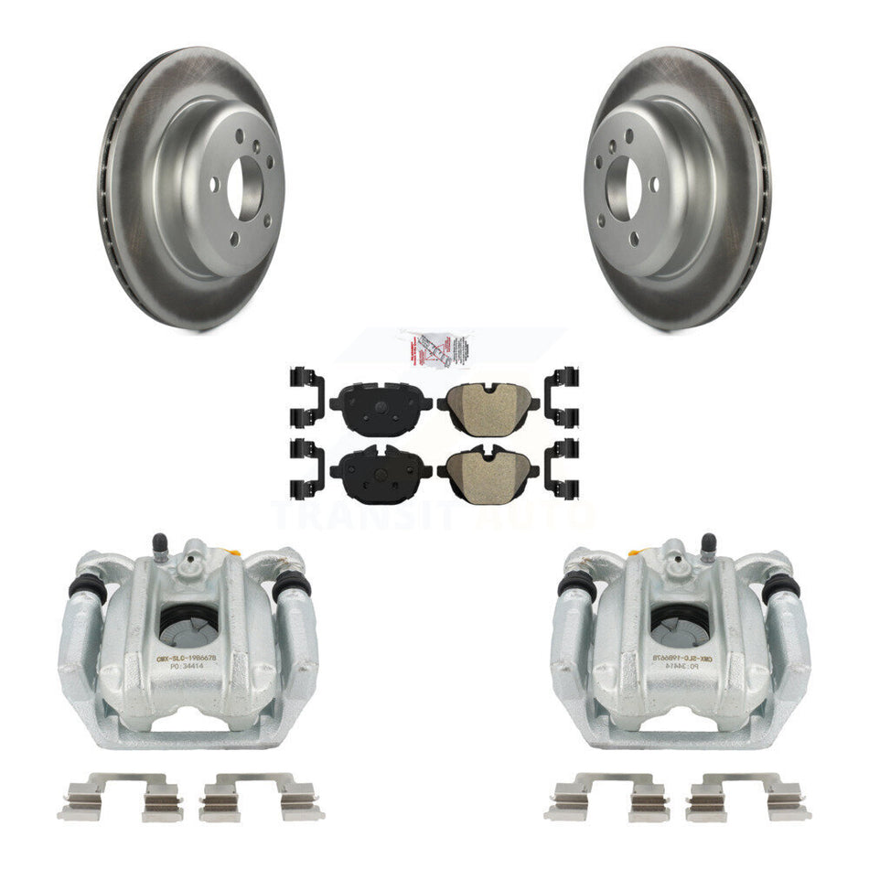 Rear Disc Brake Caliper Coated Rotors And Semi-Metallic Pads Kit For BMW 528i 535i xDrive 535d ActiveHybrid 5 KCG-100667N