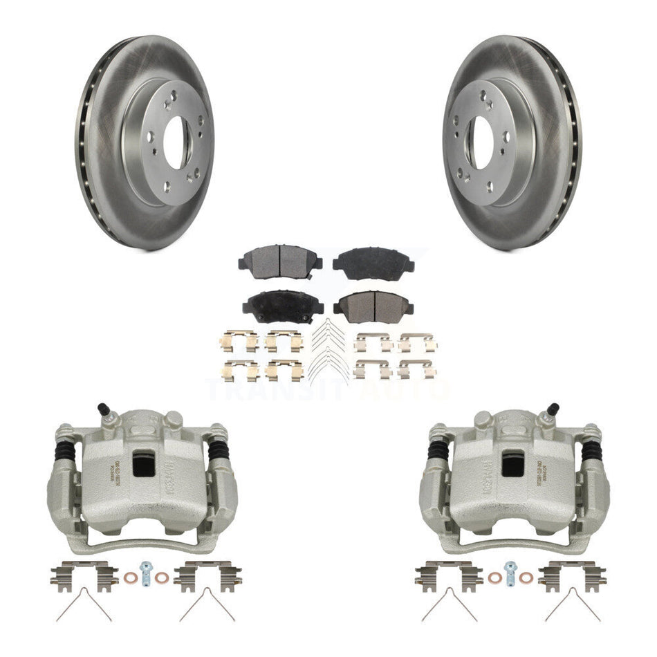 Front Disc Brake Caliper Coat Rotors And Semi-Metallic Pad Kit For Honda Civic Acura RSX KCG-100667P