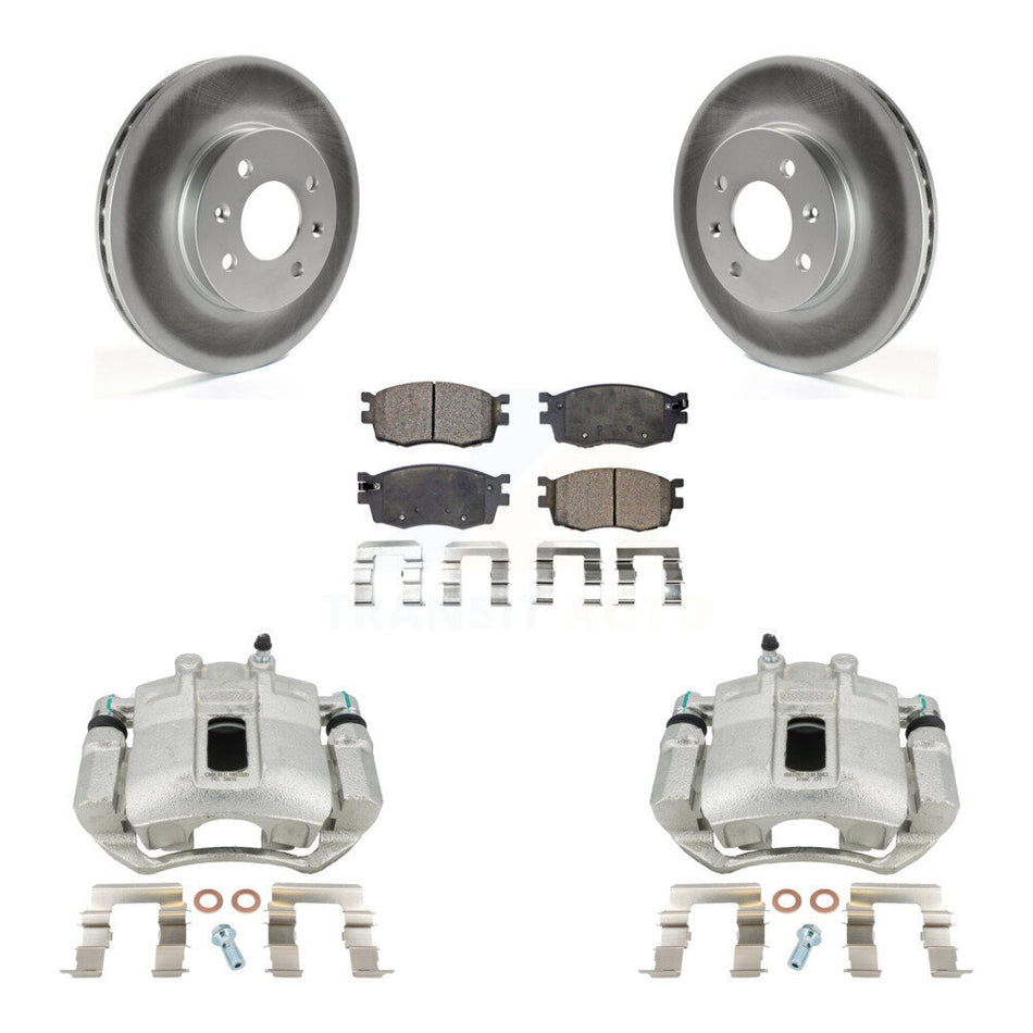 Front Disc Brake Caliper Coat Rotors And Ceramic Pad Kit For Hyundai Accent Kia Rio Rio5 KCG-100667T