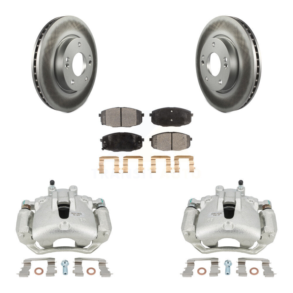 Front Disc Brake Caliper Coated Rotors And Ceramic Pads Kit For Hyundai Elantra KCG-100668T