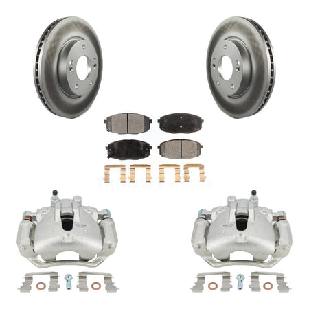Front Disc Brake Caliper Coated Rotors And Ceramic Pads Kit For Hyundai Elantra KCG-100668T