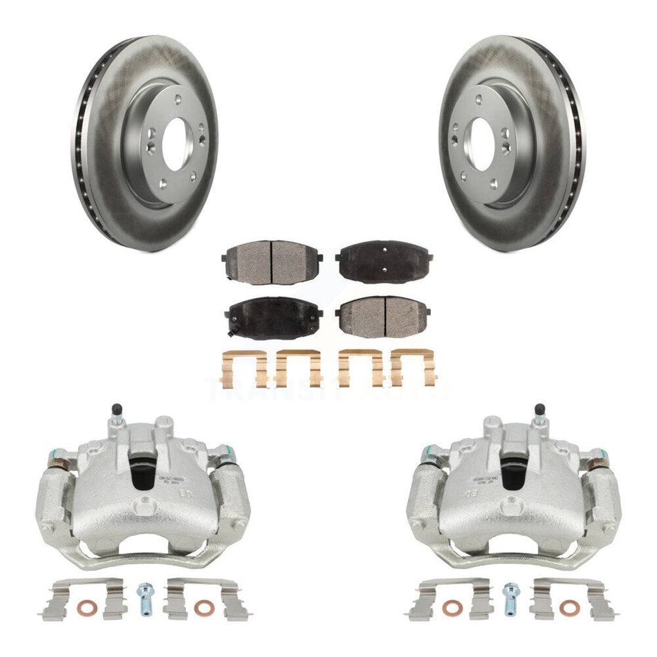 Front Disc Brake Caliper Coated Rotors And Ceramic Pads Kit For Hyundai Elantra KCG-100668T