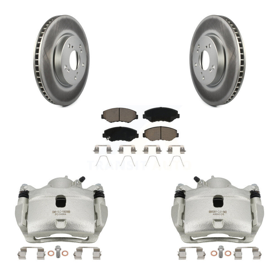 Front Disc Brake Caliper Coated Rotors And Ceramic Pads Kit For Honda Civic KCG-100669C